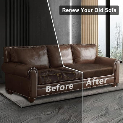 Leather Look Couch Cushion Covers Sofa Seat Slipcovers Sets Couches Furniture Protector for Sectional Armchair Loveseat Pets Kids Stretch Spandex Fabric (1 Cushion Loveseat, Brown)