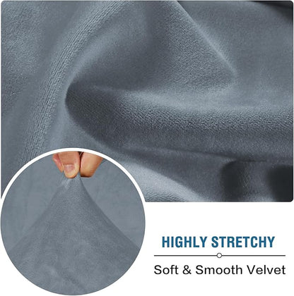 H.VERSAILTEX Velvet Stretch Individual Couch Cushion Cover Plush Slipcover for Loveseat & Sofa Seat Cushion Furniture Protector Seat Cover (1 Piece Loveseat Cushion Cover, Stone Blue)