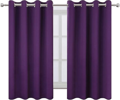 LEMOMO Purple Blackout Curtains/52 x 45 Inch Length Kids Curtains/Set of 2 Panels Grommet Bedroom Curtains for Living Room