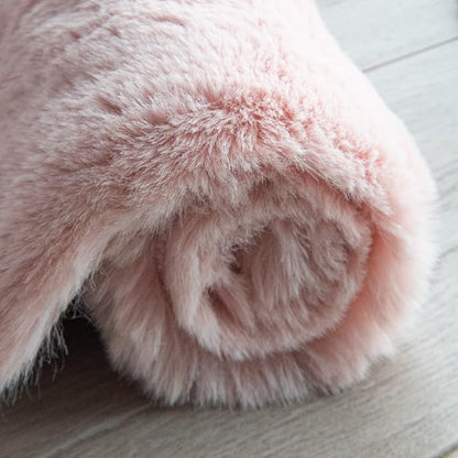 ORINOVA Pink Round Rug 5ft Washable Fluffy Faux Rabbit Fur Area Rugs for Living Room Shag Circle Nursery Rugs for Bedroom Cute Décor