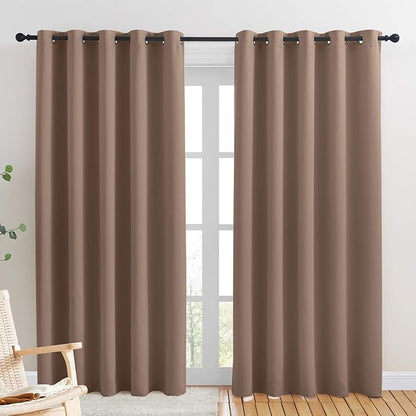 NICETOWN Window Draperies Blackout Curtain Panels, Window Treatment Thermal Insulated Solid Grommet Blackout Drapes for Bedroom (1 Pair, 70 by 84 inches, Cappuccino)