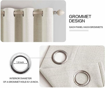 MIULEE Linen Texture Curtains for Bedroom Solid 100% Blackout Thermal Insulated Linen Beige Curtains Grommet Room Darkening Drapes for Living Room Nursery 52x108 Inch (2 Panels)