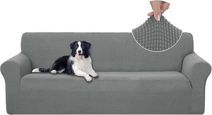 U-NICE HOME 4 Seater Stretch Couch Cover Sofa Cover Washable Sofa Slipcover Furniture Protector for 3 Cushion Couch Sofa Pet Friendly, Grey