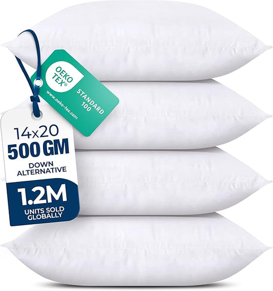 Utopia Bedding Throw Pillows (Set of 4, White) – 14 x 20 Inches Down Alternative Pillows for Bed, Sofa, and Couch - Fluffy Decorative Stuffer Pillow for Indoors & Outdoors
