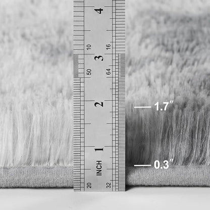 Large Shag Area Rugs 10 x 14, Tie-Dyed Plush Fuzzy Rugs for Living Room, Ultra Soft Fluffy Furry Rug for Bedroom, Anti-Skid Indoor Carpet Nursery Rugs for Kids Room Home Decor, Light Grey
