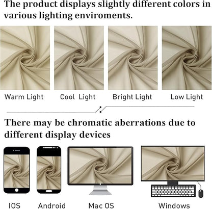 Lecloud Taupe Sheer Curtains 63 Inch Length 2 Pcs, Light Filtering Rod Pockets Window Curtains for Bedroom, Soft Voile Home Drapes for Living Room Bathroom Home Office, Each Panel 59" W x 63" L