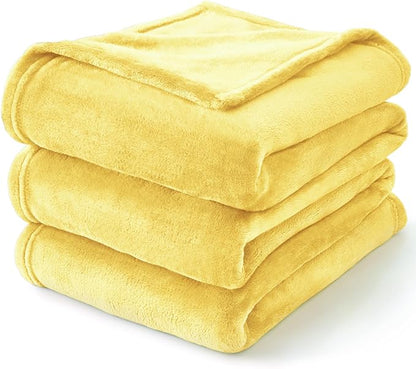 BEDELITE Fleece Blanket Light Yellow Throw Blankets for Couch & Bed, Luxury Plush Cozy Fuzzy Blanket 50x60 inches, Super Soft Warm Lightweight Throw Blanket for Travel Camping