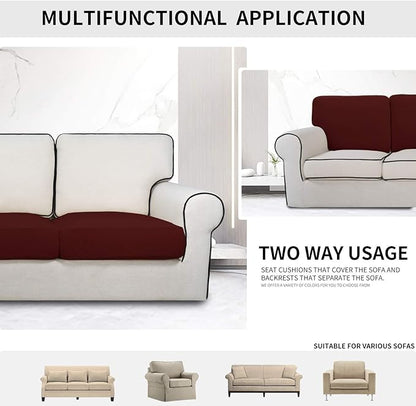 Easy-Going Stretch Cushion Cover Sofa Cushion Furniture Protector Sofa Seat Sofa slipcover Sofa Cover Soft Flexibility with Elastic Bottom (Chair Cushion,Wine)