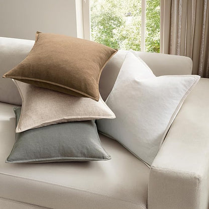 MIULEE Neutral Linen Pillow Covers Pack of 4 Decorative Natural Solid Throw Pillow Covers Soft Accent Boho Farmhouse Couch Pillowcases Modern Spring Home Decors for Living Room Bed Sofa 12x20 Inch