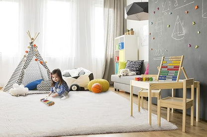 TWINNIS Super Soft Shaggy Rugs Fluffy Carpets 9x12 Feet, Indoor Modern Plush Area Rugs for Living Room Bedroom Kids Room Nursery Home Decor Fuzzy Rug, Cream White