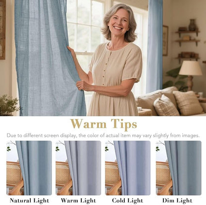 H.VERSAILTEX Linen Curtains Home Decorative Nickel Grommet Curtains Privacy Added Energy Saving Light Filtering Window Treatments Draperies for Bedroom, Stone Blue, 2 Panels, 52 x 96 - Inch