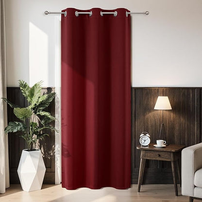 Joydeco Blackout Door Curtain for Doorway Privacy 80 Inches Long, Grommet Closet Curtain for Open Closet, Room Divider for Bedroom Living Room (Burgundy Red, 32Wx80L, 1 Panel)
