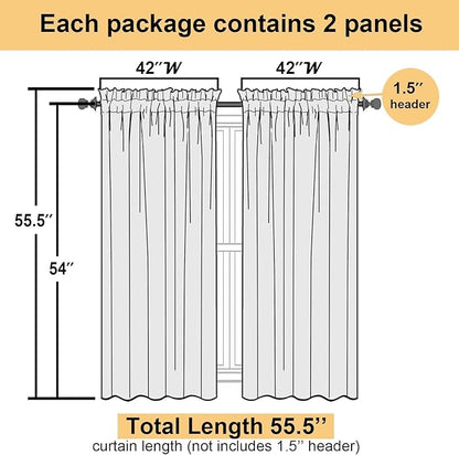 Aiyufeng Light Green Sheer Curtains 54 Inch Length 2 Panels Set for Living Room, Light Filtering Green Window Sheers Drapes for Bedroom, Each 42" W x 54" L