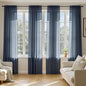 MIULEE Navy Blue Sheer Curtains 63 Inches Long, 4 Panels Set, Light Filtering Rod Pocket Voile Drapes Window Treatments, Semi Transparent Airy Fabric for Bedroom and Living Room, 42 x 63 Inches
