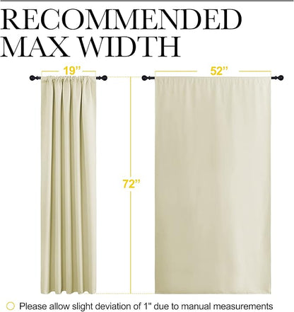 NICETOWN Living Room Curtains, Home Decorations Thermal Insulated Solid Rod Pocket Blackout Drapes for Cafe (Beige, One Pair, 52 x 72-inch)