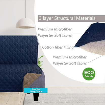 U-NICE HOME Futon Sofa Covers Reversible Sofa Slipcover Armless Cover Furniture Protector Couch Cover Water Resistant (Futon, Navy/Taupe)