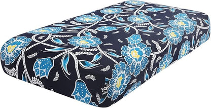 hyha Printed Couch Cushion Covers, Floral Sofa Covers Washable for 2 Cushion Couch, Stretch Pattern Outdoor Cushion Covers for Patio Furniture with Elastic Bottom(Medium, Bluebell)