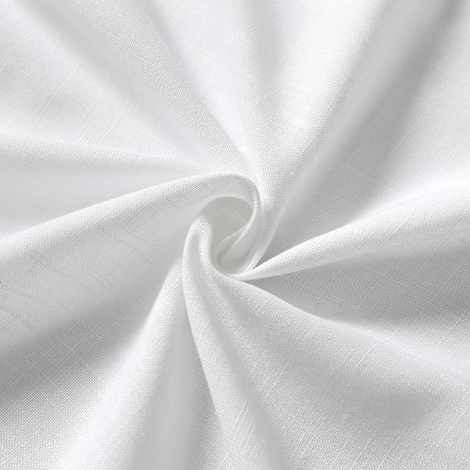 Nanspring White Linen Back Tab Rod Pocket Curtains for Small Short Windows 2 Panels Set Privacy Semi Sheer Linen Drapes Neutral Modern Farmhouse Window Curtain Rustic Curtain 52x50