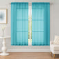 OWENIE Sheer Curtains 63 inch Length 2 Panels Set, Rod Pocket Voile Fimly Sheer Drapes for Living Room/Bedroom, 2pcs, Each 42" W x 63" L，Turquoise Blue