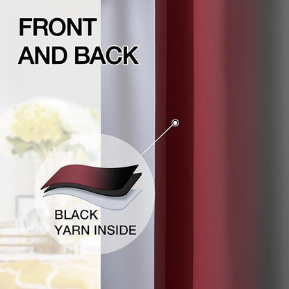 SimpleHome Ombre Room Darkening Curtains 84 inches Length for Bedroom,Grommet Gradient Light Blocking Burgundy and Black Gradient Window Curtains for Living Room,2 Panels, 52x84 inches