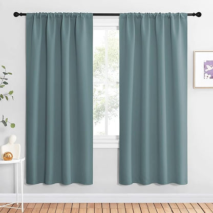 NICETOWN Greyish Blue Blackout Curtains Panels for Window, Thermal Insulated Rod Pocket Blackout Drapes/Draperies for Living Room (2 Panels, W42 x L72 inches)