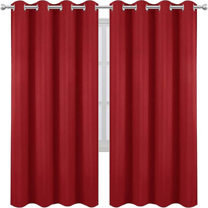 LEMOMO Red Blackout Curtains/52 x 72 Inch/Set of 2 Panels Room Darkening Curtains for Bedroom