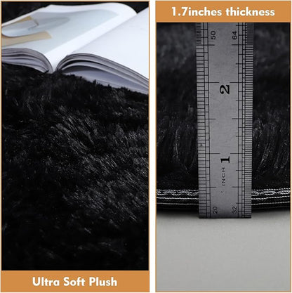 Super Soft Circle Rugs for Girls Princess Castle Toddlers Play Tent 3 Diameter Circular Area Rugs for Kids Bedroom Baby Room Decor Round Shag Playhouse Carpets(Φ3, Black)