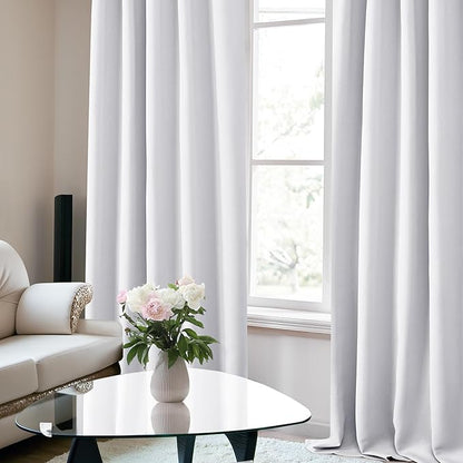Deconovo Back Tab and Rod Pocket Blackout Curtains for Living Room Thermal Insulated Light Blocking Curtains 42Wx84L Inch Greyish White 2 Panels