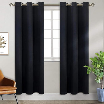 BGment Blackout Curtains for Bedroom - Grommet Thermal Insulated Room Darkening Curtains for Living Room, Set of 2 Panels (38 x 84 Inch, Black)