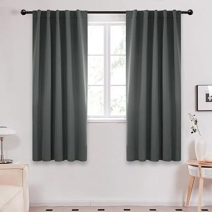Deconovo Blackout Curtains, Thermal Insulated, W42 x L72 2 Panels, Back Tab, Machine Washable, Room-Darkening Drapes for Bedroom/Living Room Dark Grey