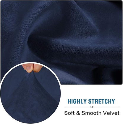 H.VERSAILTEX Velvet Stretch Individual Couch Cushion Cover Plush Slipcover for Loveseat Sofa Furniture Protector Seat Cover (1 Piece Loveseat Cushion Cover, Navy)
