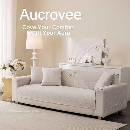 Soft Waterproof Chenille Cover Washable, Non Slip Sectional Sofa Covers for 3 Cushion Couch Sofa L Sharped Sofa Slipcover for Pets, Furniture Protector (1 PCS 36"x82" Coffee)
