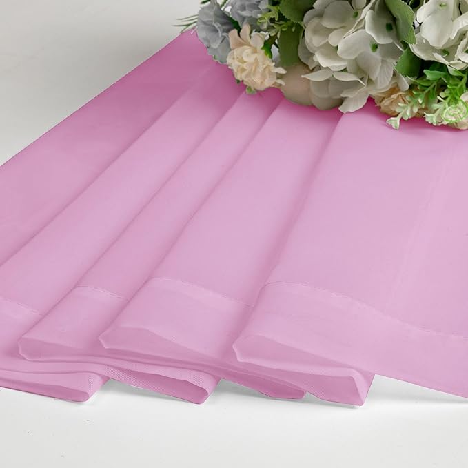 Lecloud Light Pink Sheer Curtains 36 Inch Length 2 Panels, Elegant Voile Cafe Short Curtain Tiers, Airy Breathable Gauzy Kitchen Curtains for Bedroom with Dual Rod Pocket, Each Panel 42 X 36 Inch
