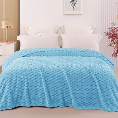 Exclusivo Mezcla Fleece Twin Blanket for Bed, Extra Large Fuzzy Blue Bed Blankets, Soft Cozy Plush Sofa Throws for All Seasons, 60x80 Inches