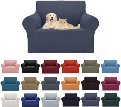 Cupuamon 2026 New Stretch Chair Sofa Slipcovers Couch Cover for 1 Seater Furniture Protector Sofa Covers with Elastic Bottom Jacquard Fabric Small Checks for Pets, Kids - Charcoal