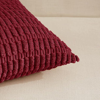 Fancy Homi 4 Packs Burgundy Decorative Throw Pillow Covers 20x20 Inch for Living Room Couch Bed, Holiday Christmas Home Decor Gift, Soft Plush Corduroy Square Cute Accent Cushion Case 50x50 cm