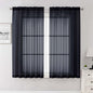 Lecloud Black Sheer Curtains 63 Inch Length 2 Panels, Voile Light Filtering Living Room Curtains for Bedroom, Rod Pockets Solid Soft Drapes for Bathroom Home Office, Each Panel 59" W x 63" L