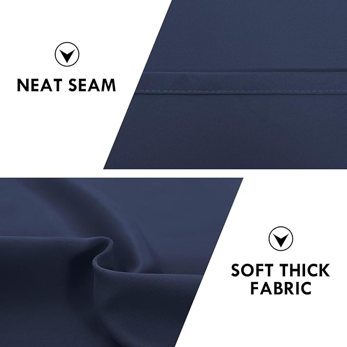 DWCN Navy Room Darkening Blackout Curtains - Thermal Insulated Privacy Energy Saving Window Curtain Drapes 38 x 54 inch Length, Set of 2 Bedroom Living Room Curtains