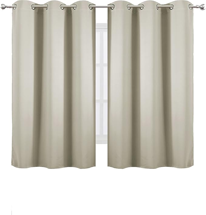 LEMOMO Light Beige Thermal Blackout Curtains/42 x 63 Inch/Set of 2 Panels Room Darkening Curtains for Bedroom