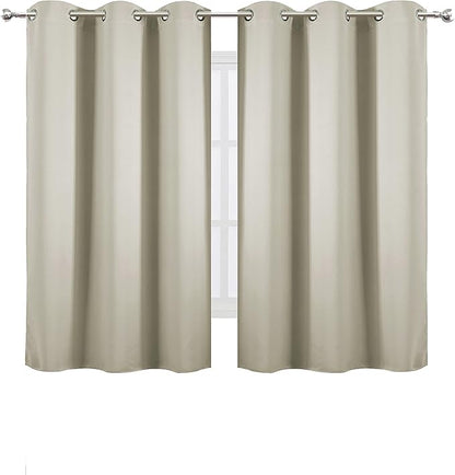LEMOMO Light Beige Thermal Blackout Curtains/42 x 63 Inch/Set of 2 Panels Room Darkening Curtains for Bedroom