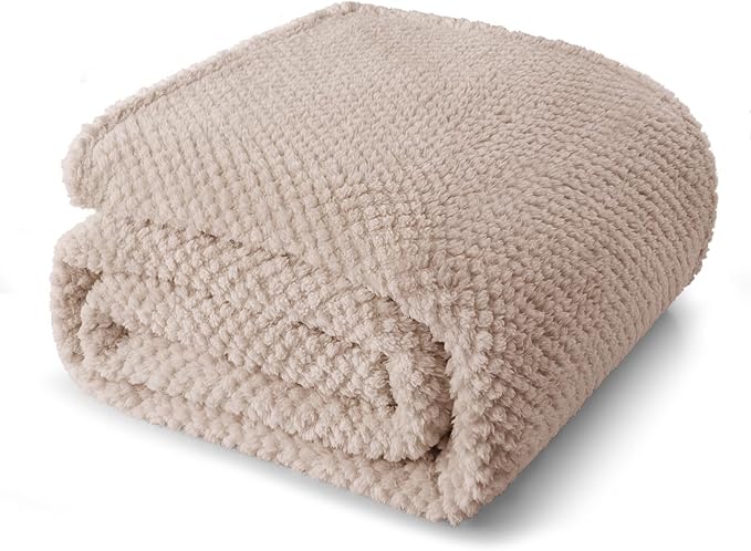 Whale Flotilla Extra Large Fuzzy Fleece Throw Blanket for Couch, 50x70 Inch Fluffy Warm Soft Jacquard Blankets for All Season, Lightweight and Cozy, Camel