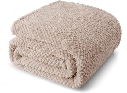 Whale Flotilla Twin Size Fuzzy Fleece Blanket for Bed, 60x80 Inch Fluffy Warm Soft Jacquard Blankets for All Season, Lightweight and Cozy, Camel