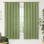 LAMIT Faux Linen Curtains 63 inches Long for Bedroom, Rod Pocket Thick Linen Drapes Light Filtering Privacy Window Spring Decor Curtains for Living Room, 2 Panels (52 x 63 Inch, Green)
