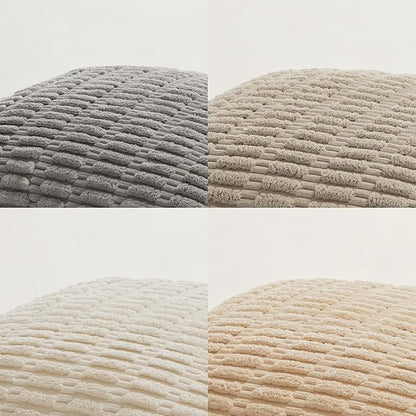 Fancy Homi 4 Packs Neutral Decorative Throw Pillow Covers 16x16 Inch for Living Room Couch Bed Sofa, Rustic Farmhouse Boho Neutral Home Decor, Soft Plush Striped Corduroy Square Cushion Case 40x40 cm