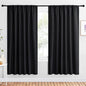 NICETOWN Black Blackout Curtain Blinds - Solid Thermal Insulated Window Treatment Blackout Drapes for Bedroom (2 Panels, 62 inches Wide by 72 inches Long)
