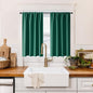 RYB HOME 100% Blackout Short Curtains for Small Window, Thermal Insulated Total Room Darkening Noise Reducing Curtains for Kitchen Bathroom Basement, 34 inches Wide by 45 inches Long, Dark Green