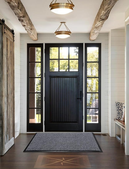 Yimobra Front Door Mat Outdoor Indoor Entrance, 100% Waterproof All-Season All Weather Doormat, Welcome Matt Outside Entry, Non Slip, Low Profile, Heavy Duty Patio Porch Floor Mats,47 x 32,Gray White
