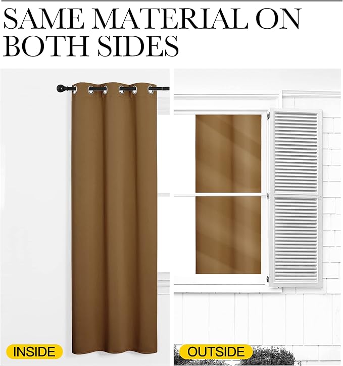 NICETOWN Sleek Blackout Curtains 63 inches Length for Small Windows, Noise Reducing and Block Draft Panels for Door Doorway Laundry Office Luxury Decor Theme (2 Panels, Gold Brown, W34 x L63 -Inch)