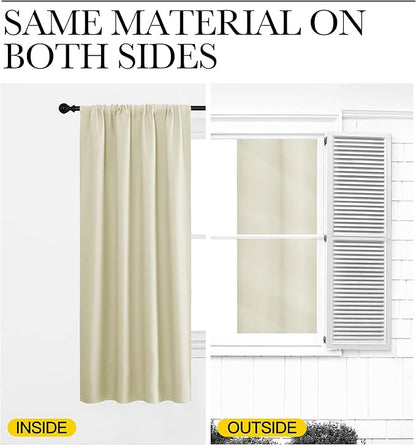 NICETOWN Blackout Curtains for Living Curtains, Window Treatment Thermal Insulated Solid Room Darkening Drape Panels for Patio Sliding Glass Door (Beige, Set of 2, 42 inches Width by 84 inches Length)