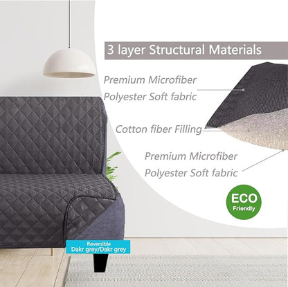 U-NICE HOME Futon Sofa Covers Reversible Sofa Slipcover Armless Cover Furniture Protector Couch Cover Water Resistant (Futon, Dark Grey/Dark Grey)